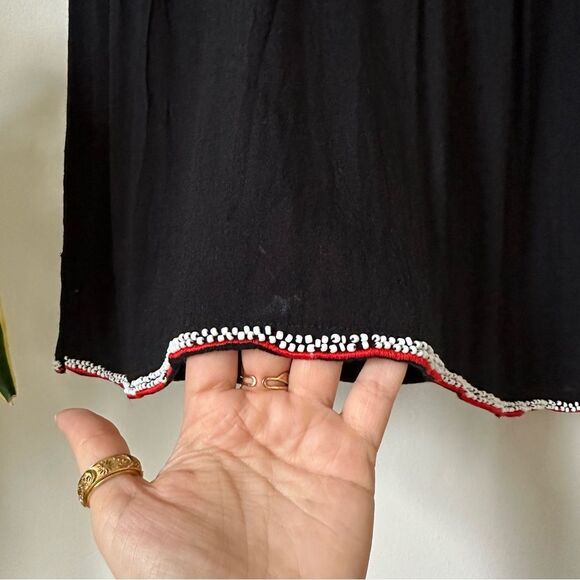 Poupette St Barth Mini Black Dress Cover Up Beaded One Size - Picture 7 of 8